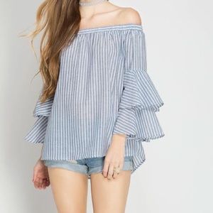 Striped off shoulder top